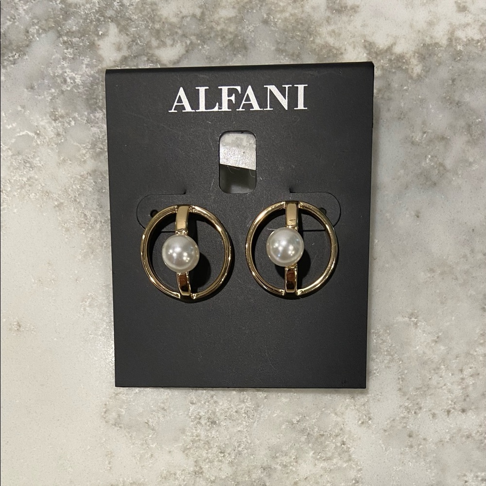 Afani earrings gold tone with pearls. Macy’s. New with price sticker.